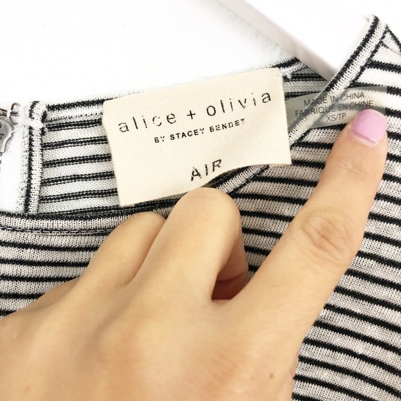 Alice + Olivia XS Black & White Stripe Linen Mini Dress EUC - Picture 7 of 7